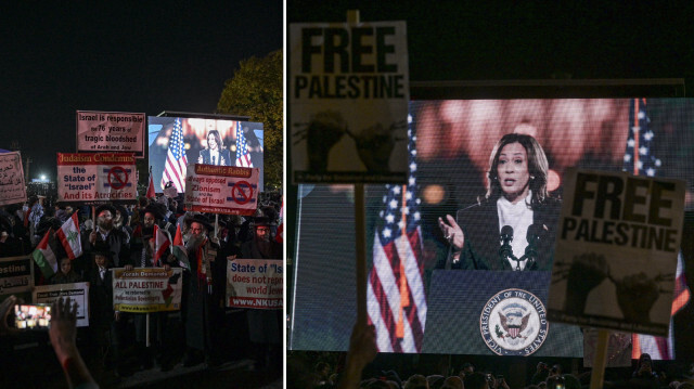 Washington’da seçim mitingi düzenleyen Harris’e Gazze protestosu