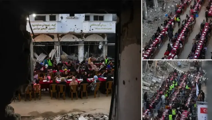 Gazze’de yerinden edilen Filistinliler için toplu iftar düzenlendi