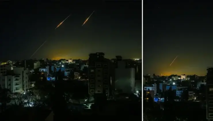 İran’dan İsrail’e fırlatılan füzeler Gazze semalarında görüntülendi