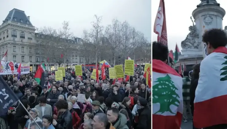 Lübnan Gazze ve İran için Paris’te dayanışma gösterisi düzenlendi