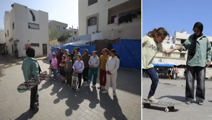 Gazze’de genç kız skateboard ile çocuklara umut oluyor