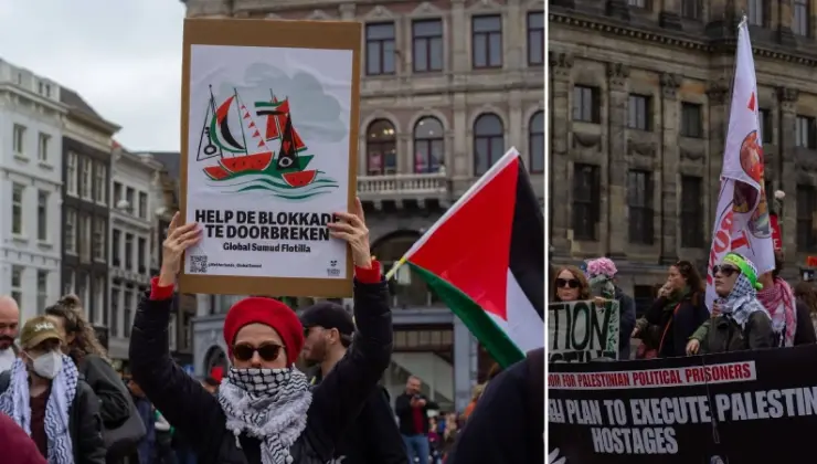 Hollanda’da Filistinli Esirler Günü’nde protesto yürüyüşü düzenlendi