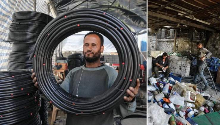 Gazze’de çöplerden toplanan plastikler su gereksinimini karşılayacak hortumlara dönüşüyor