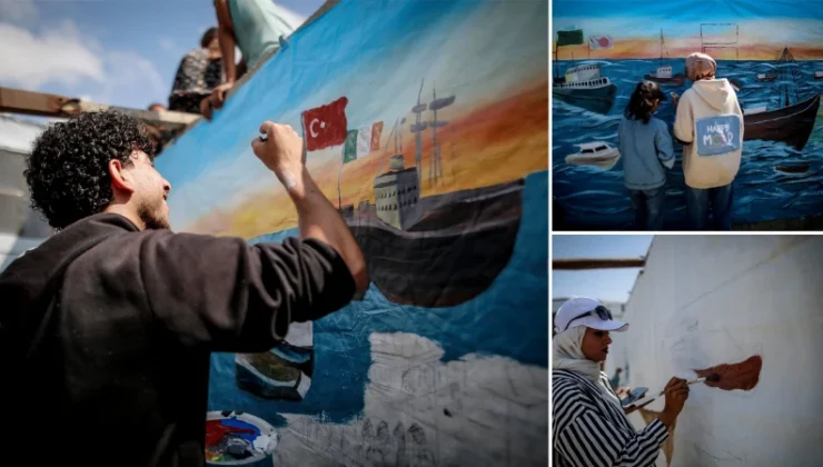 Gazze’de sanatkarlardan Global Sumud Filosu’na takviye