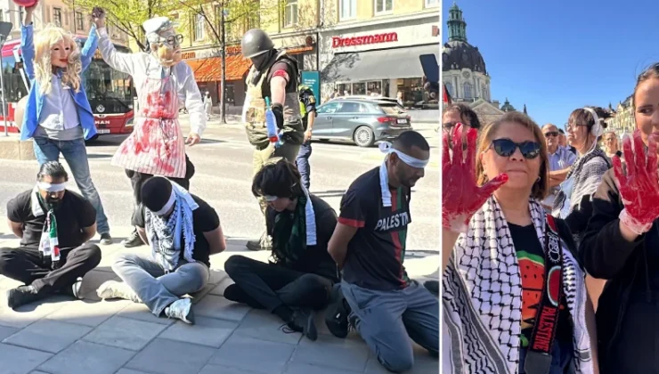 İsrail’in Gazze ve Lübnan hücumları İsveç’te protesto edildi