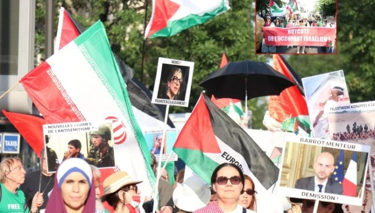 Paris’te İsrail’in Gazze’ye yönelik akınları protesto edildi