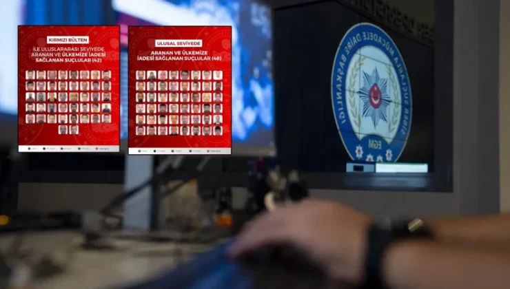 İçişleri Bakanlığı: Kırmızı ve ulusal bültenle aranan 90 hatalı Türkiye’ye getirildi